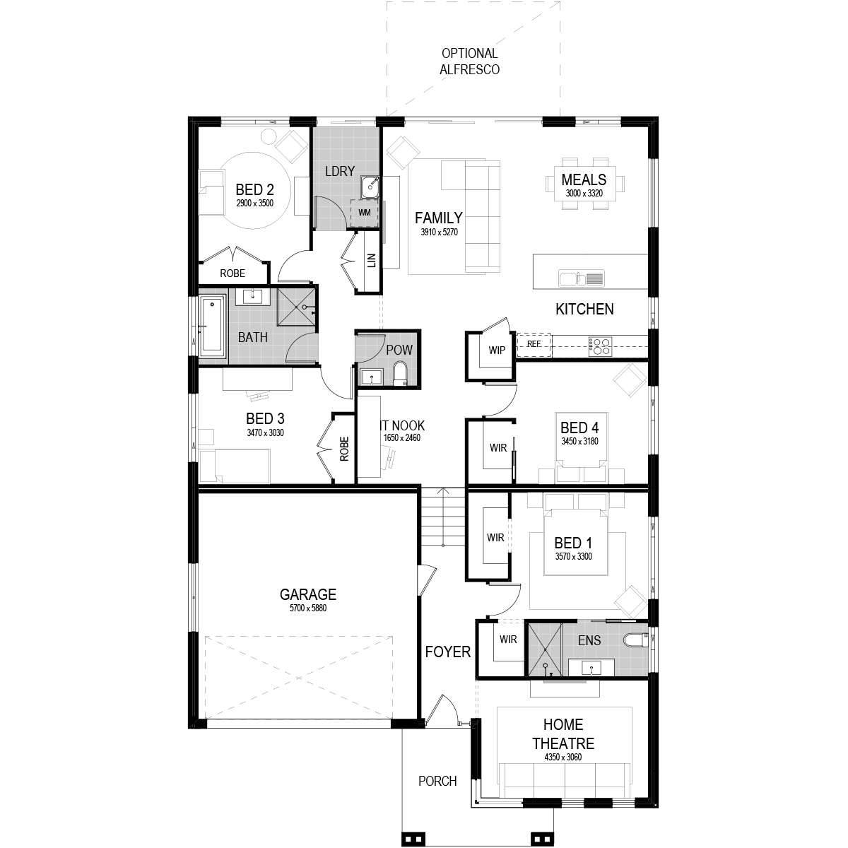 Monaco 1 185 Home Design | 4 Bed, Upward Sloping Design | Montgomery Homes